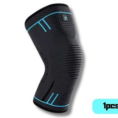 Compression Knee Support Sleeve | Elastic & Breathable | Black-Blue | Size L | New