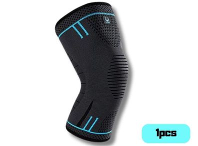 Compression Knee Support Sleeve | Elastic & Breathable | Black-Blue | Size L | New