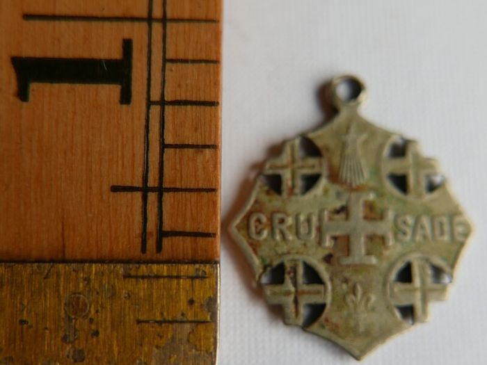 Vintage "ihs God Wills It - Crusade" Jerusalem Cross Medallion