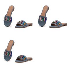 Brand New JOMIX Women's Sandals Glitter Mules with Wedge Heel