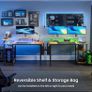 Gaming Desk with LED Lights & Power Outlets, Reversible Image 7