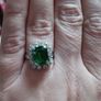 Beautiful silver tone ring with green stone. Image 6
