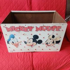 Vintage American Toy Mickey Mouse Wooden Toy Chest / Storage Box