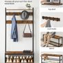 Coat stand with shoe  Cabinet  , Coat Rack with Bench, Clothes Rack, Shoe Cabinet, 9 Hooks, Top Shelf, for Hallway, Bedroom, Industrial Design, Vintage Brown/Black Image 4