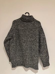 Vintage Chunky Marled Knit Turtleneck Sweater Oversized Fit XS 34 6