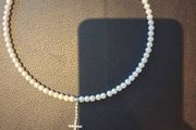 Pearl cross chocker pendant Free post.