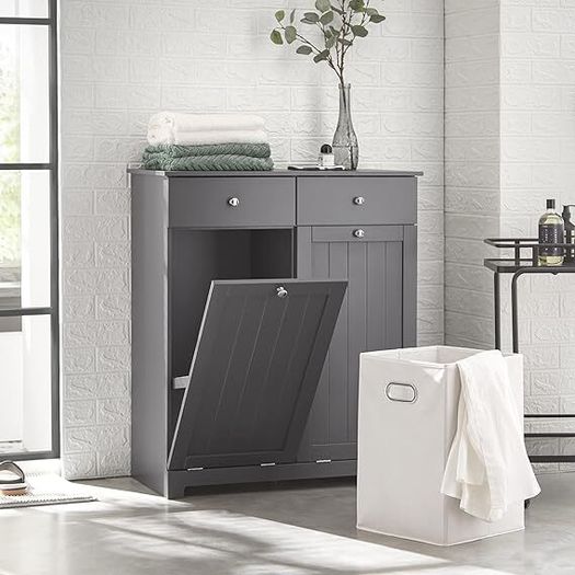 Bathroom Cabinet with 2 Drawers and 2 Laundry Baskets