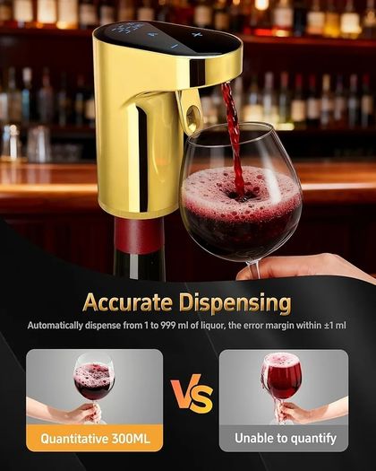 5-in-1 Electric Wine Decanter & Smart Liquor Dispenser - Easter Party Essential | Automatic Aerator with 1-999ml Precision Dosing | Easter Gift for Wine Lovers, Whiskey Enthusiasts & Hosts (Gold)