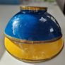 Rare Vintage Glazed Bowls with Gold Banding. Striking Blue & Mustard Yellow Duo. Image 4