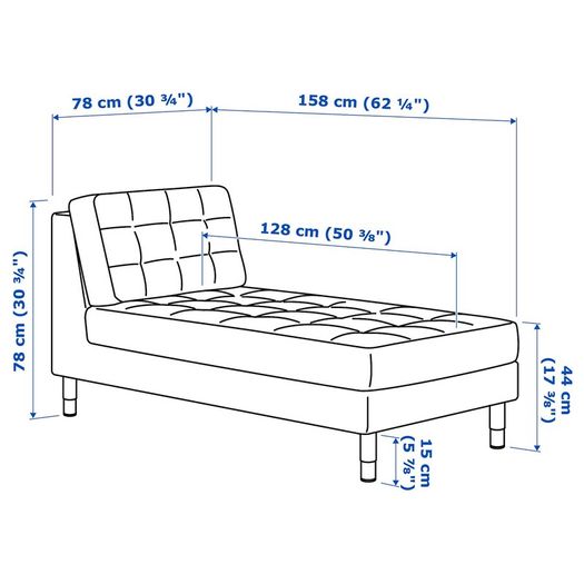 IKEA Landskrona Chaise longue, add-on unit, beige leather