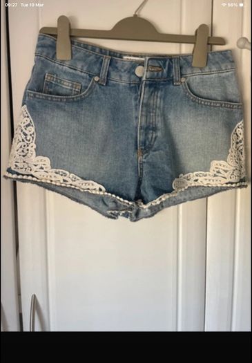 shorts miss selfridge size 10 denim shorts with lace detail button opening