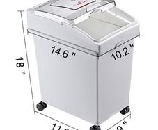 Kitchen Container Ingredient Storage Bin W/ Wheel & Scoop 3 x 6.6 Gal for Commercial Home Storing Rice Flour Corn Soybean
