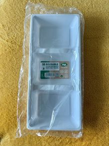 Brand new reusable 3 compartments serving trays, pack of 2