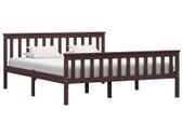 Bed Frame Dark Brown Solid Pine Wood 160x200 cm