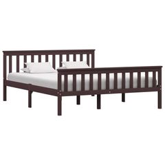 Bed Frame Dark Brown Solid Pine Wood 160x200 cm