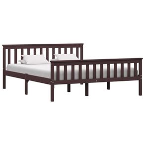 Bed Frame Dark Brown Solid Pine Wood 160x200 cm