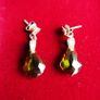 Vintage Sterling Silver 925 Dark Green Crystal Earrings, Olive Swarovski Earrings 2,9g Image 6