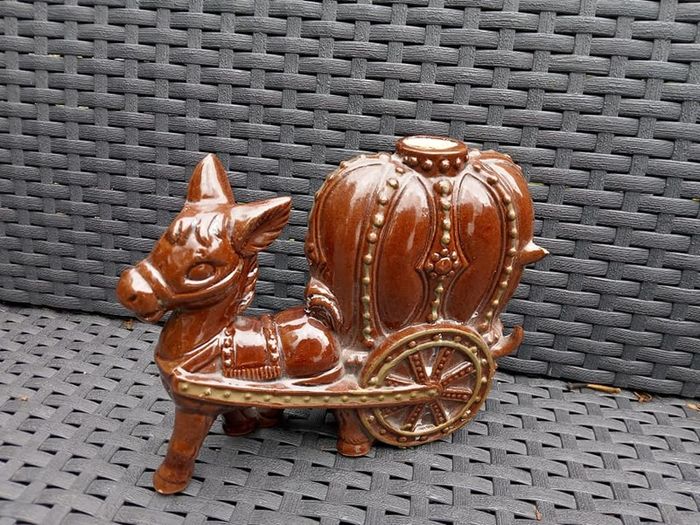 Vintage Donkey Cart Flask, slight damage