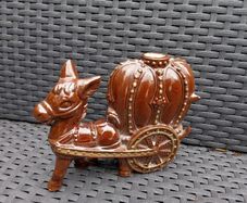 Vintage Donkey Cart Flask, slight damage