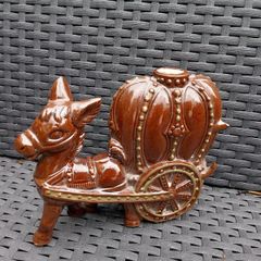 Vintage Donkey Cart Flask, slight damage