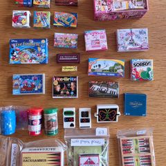 Dolls house - boardgames and boxed toys.. incl Miccro toys and mini brands