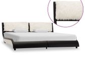 Bed Frame Black and White Faux Leather 150x200 cm