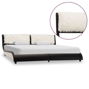 Bed Frame Black and White Faux Leather 150x200 cm