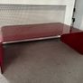 Red glass curved table and matching mirror Image 3