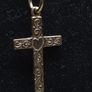 Vintage 9ct Gold Cross Necklace 375 Hallmarked Engraved Heart Pendant 46cm Image 2