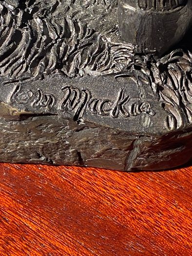 Signed Tom Mackie Sculpture Of A Golfer, Cold Cast Bronze