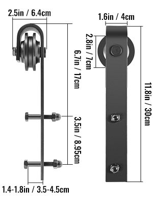 6.6FT Barn Door Hardware Kit with Black Handle