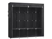 XL Fabric cabinet with 4 side pockets  fabric cabinet, wardrobe, 45 x 170 x 167 cm, 4 hanging compartments, with shelves, 4 side pockets, plenty of space, for bedroom, living room, black