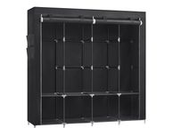 main image for ad XL Fabric cabinet with 4 side pockets  fabric cabinet, wardrobe, 45 x 170 x 167 cm, 4 hanging compartments, with shelves, 4 side pockets, plenty of space, for bedroom, living room, black