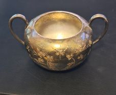 Sheffield Vintage Sugar Bowl Etched Antique Made in England Marked