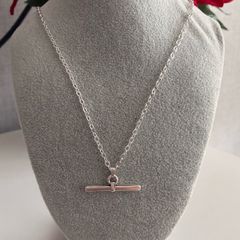 Silver Plated T-bar Necklace