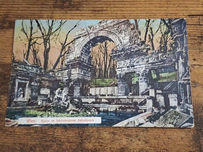 Vintage Postcard Ruine in Schoenbrunner Schlosspark, Wien, Austria - free standard postage