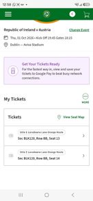 Roi football  tickets for one adult and one child
