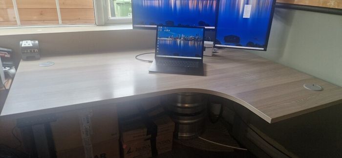Complete Premium WFH Workstation (Electric Sit-Stand Desk, Dual Screens, Microsoft Dock & Chair)