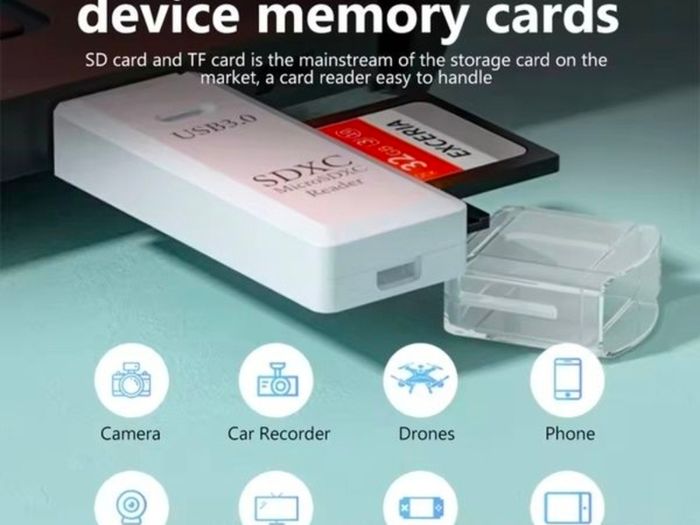 USB 2 in 1 USB 3.0 Card Reader USB Adapter High Speed Card Reader TF Memory Card for PC Laptop Accessories( memory cards not included)