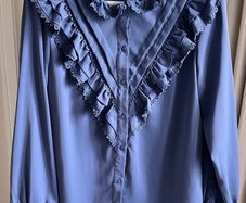 Women's Golden Line blue blouse, size L (worn by size 12 UK, EU 38)
