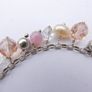 Vintage Sterling Silver Rose Quartz Pearl And Faceted Glass Pink Tassel Toggle Bracelet (L8" - 13,80g) Image 4