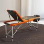 Foldable Massage Bed Portable Table, 3-Section Aluminium Foldable Beauty Couch, Professional Salon Spa Table with Headrest Support and Carry Bag, 60 cm Width, Black and Orange Image 2