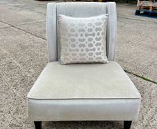 Grey velvet low accent chair (Kelly Hoppen interior designer)