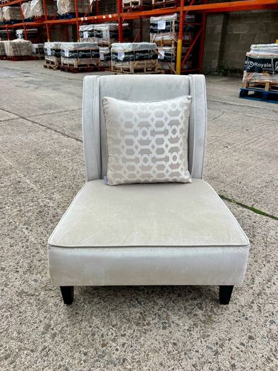 Grey velvet low accent chair (Kelly Hoppen interior designer)