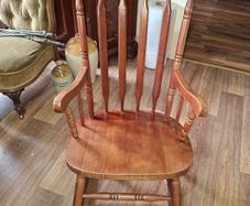 Traditional 1960s Vintage Spindle-Back Wooden Rocking Chair, Colonial or Windsor-inspired Rocking Chair design Collection Only