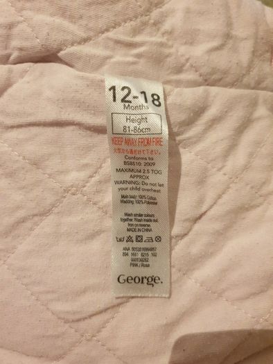 Babygirl sleeping bag 12-18 mths