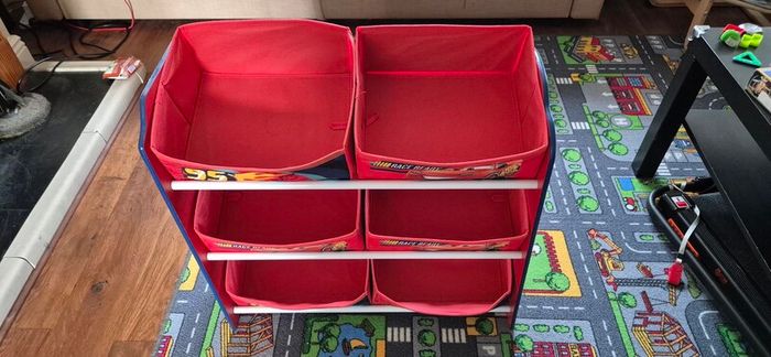 Disney Cars Kids Bedroom Storage Unit with 6 Bins