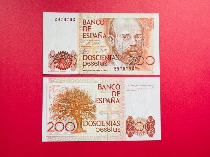 Spain  200  Pesetas  1980   WITHOUT LETTER scarcePick. 156a  ( Uncirculated )