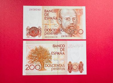 Spain  200  Pesetas  1980   WITHOUT LETTER scarcePick. 156a  ( Uncirculated )