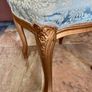 French Louis XV Style Vanity Bedroom Stool Carved Gilt Wood Frame Blue Satin Top Image 4